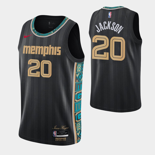 Men's Memphis Grizzlies #20 Josh Jackson 2020-21 Black City Edition Stitched NBA Jersey
